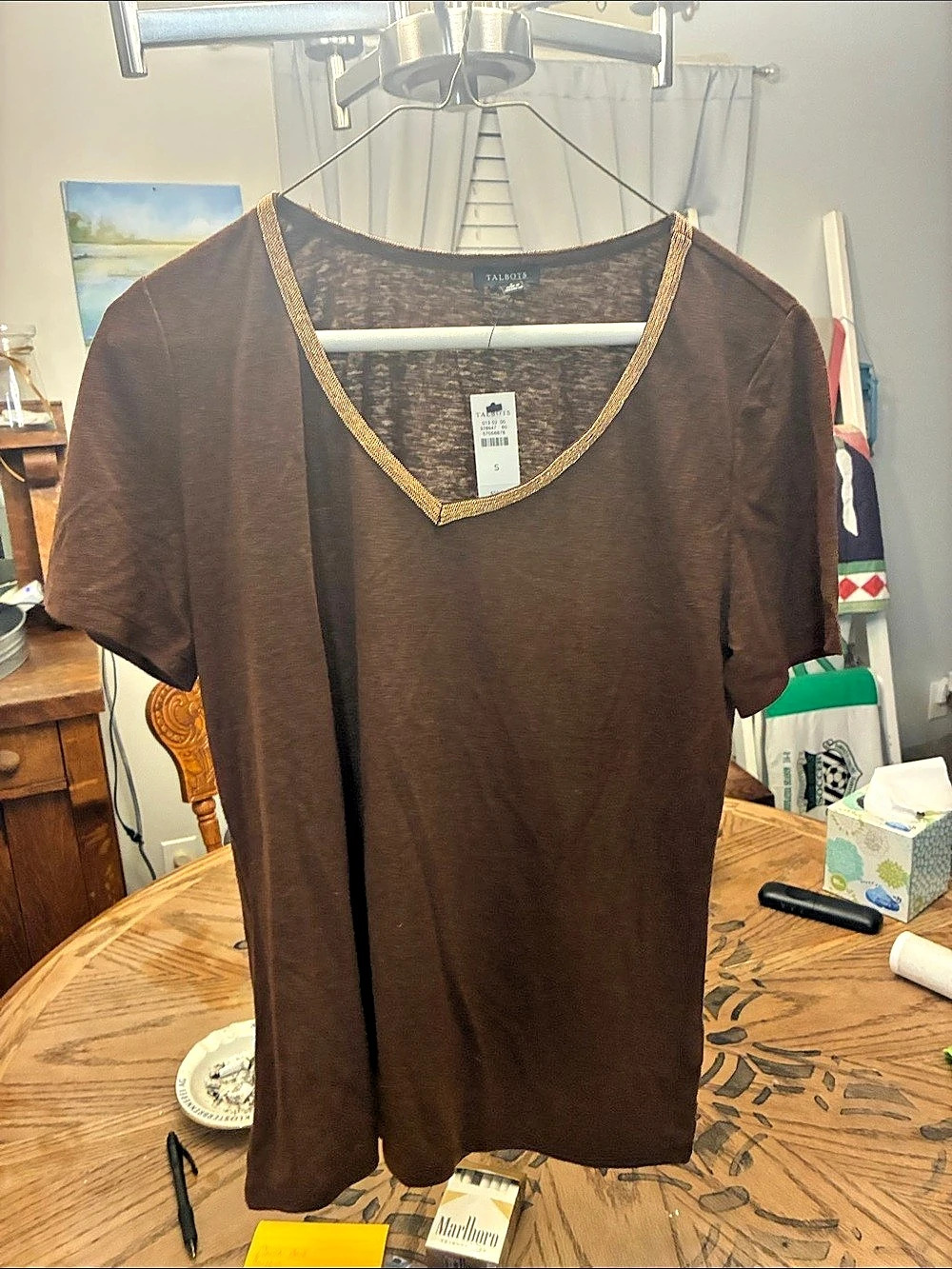 Talbots Short Sleeve Top in Brown Size Small NWT